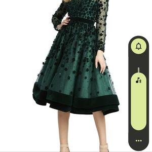 Long Sleeve Fit & Flare Velvet Embellished Cocktail DressMAC DUGGAL